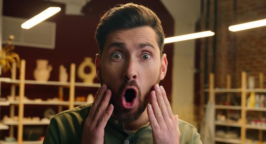 Man looking shocked.