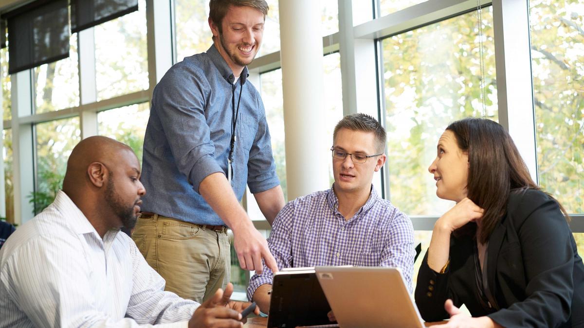 Co-op employees brainstorming