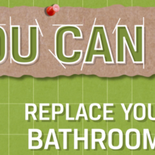 Image of green tiles, text says you can replace your old bathroom fan